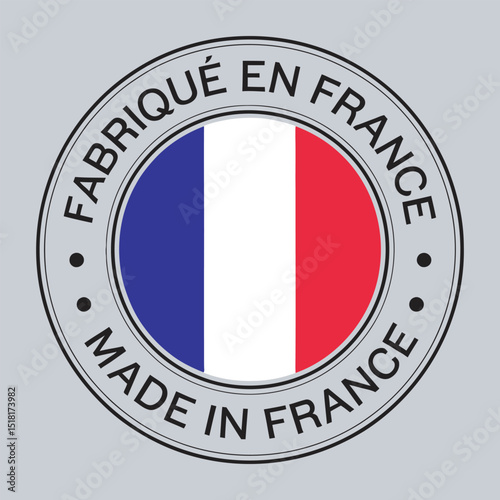  French Made Product Label, Fabriqué en France, made in france logo design Vector illustration

