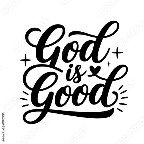 God is Good. Christian Quote Vector Design Isolated on White Background