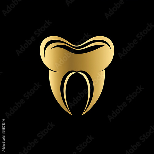 Sleek gold tooth logo on black background, symbolizing dental care and professionalism. This design conveys elegance and modernity, perfect for cosmetic dental brand