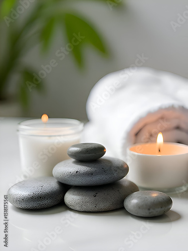 Spa towel herbal stone candle