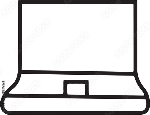 Laptop Icon: A simple yet versatile line drawing of a closed laptop computer, ideal for various technological and digital contexts.