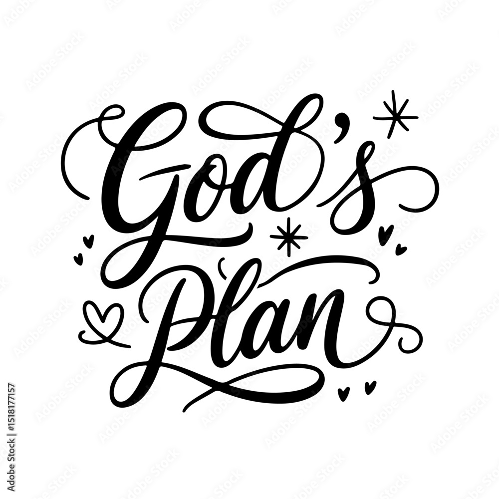 Obraz premium God's Plan. Christian Quote Vector Design Isolated on White Background