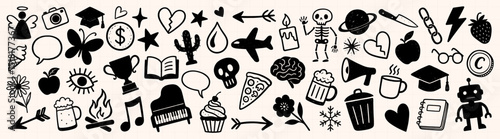 Diverse whimsical icon collection, element vector set
