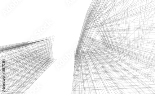 Fototapeta Naklejka Na Ścianę i Meble -  Modern architectural background vector 3d drawing