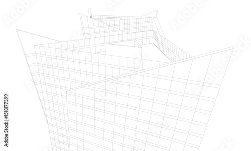 Fototapeta Naklejka Na Ścianę i Meble -  Modern architectural background vector 3d drawing