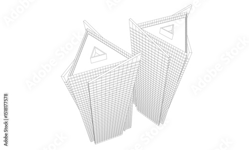 Fototapeta Naklejka Na Ścianę i Meble -  Modern architectural background vector 3d drawing