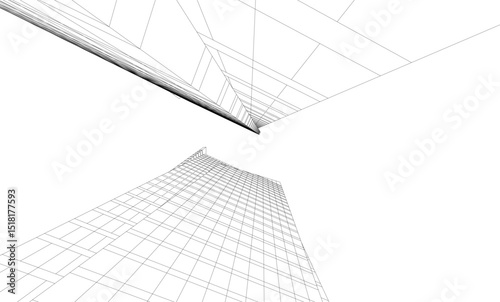 Fototapeta Naklejka Na Ścianę i Meble -  Modern architectural background vector 3d drawing