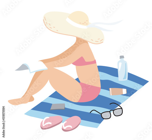 Woman sunbathing on the beach