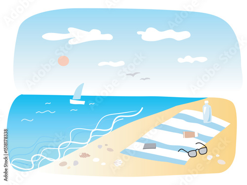 Sea beach with boat