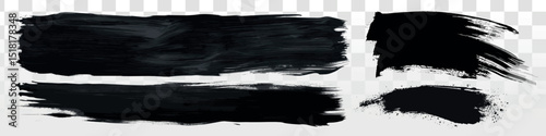 Abstract black brush strokes, vector set
