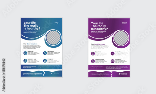 Medical healthcare simple flyer template layout design for print