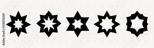 Geometric star shapes design, isolated element set vector