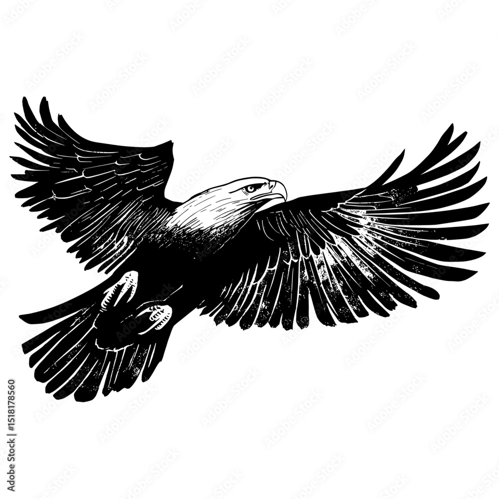 Obraz premium Eagle wood block print white bird illustration vector