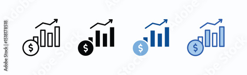 Growth Icon Sheet Multiple Style Collection Isolated Vector