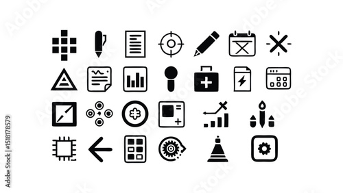 Music notes vector icon set for media and communication design