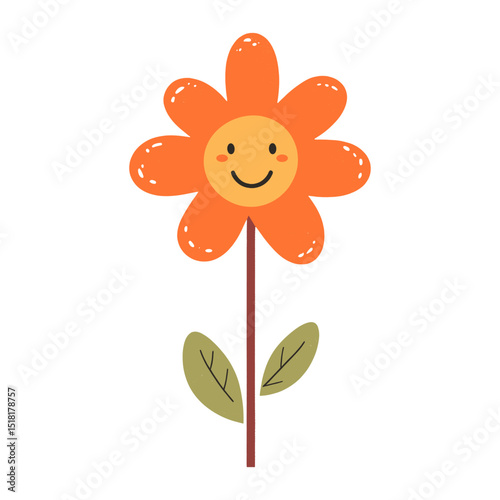 Flower orange simple smile vector