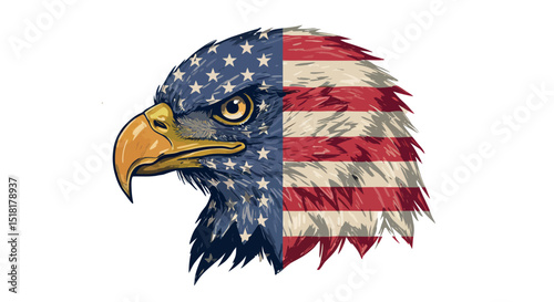 Patriotic eagle head with american flag design for independence day and national celebrations