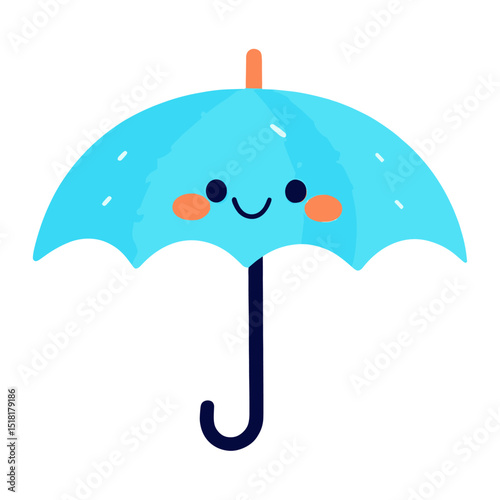 Blue umbrella illustration simple cute vector