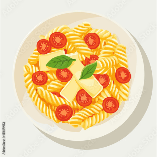 Pasta plate food illustration vector