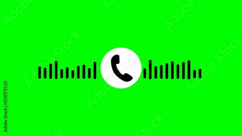 Call concept on mobile phone screen animation.Call icon wave animation on green screen