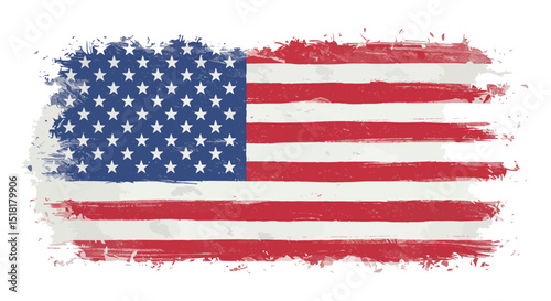 Grunge style american flag with brushstroke effect for patriotic design