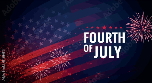 Fourth of july celebration with fireworks and american flag theme background