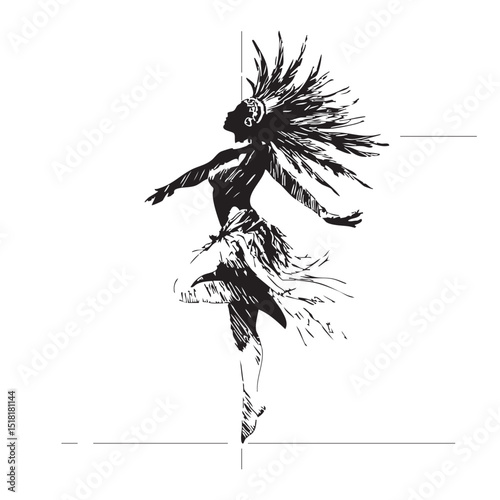 Dance celebration with tribal influence and vibrant energy