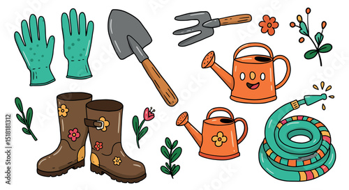 Bright garden tools and accessories for springtime gardening inspiration