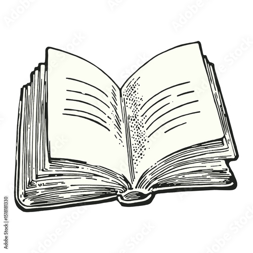 Book open sketch drawing white vector
