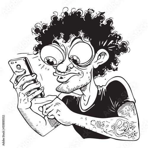 Engaging moment of a man using a smartphone