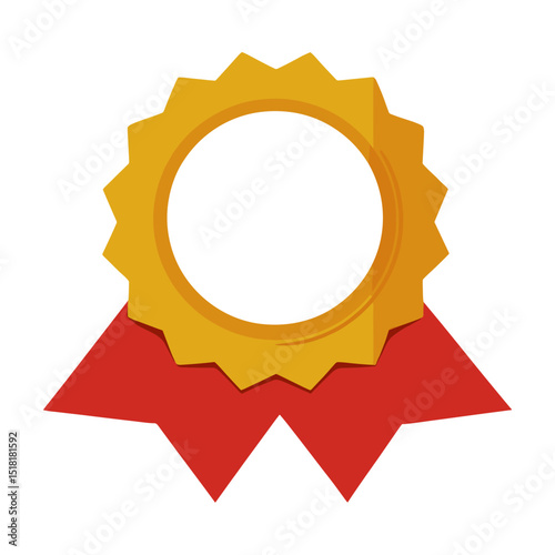 A gold and red Medal Ribbon banner icon ribbon achievement recognition vector