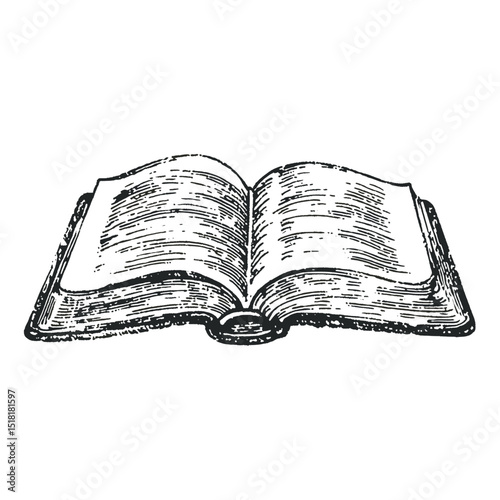 Opened bible engraving sketch book open vector