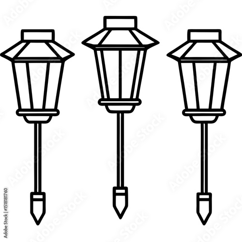 Solar Garden Light Set – Vector Illustration on White
