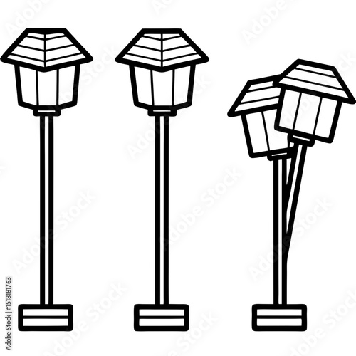 Solar Garden Light Set – Vector Illustration on White