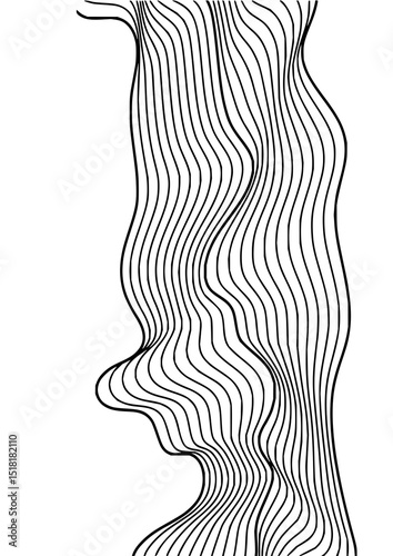 Minimilist abstract vertical wavy lines pattern in black and white creating a flowing and organic design element vector