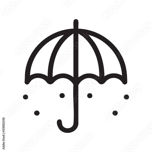 Black line umbrella with raindrops for weather themes