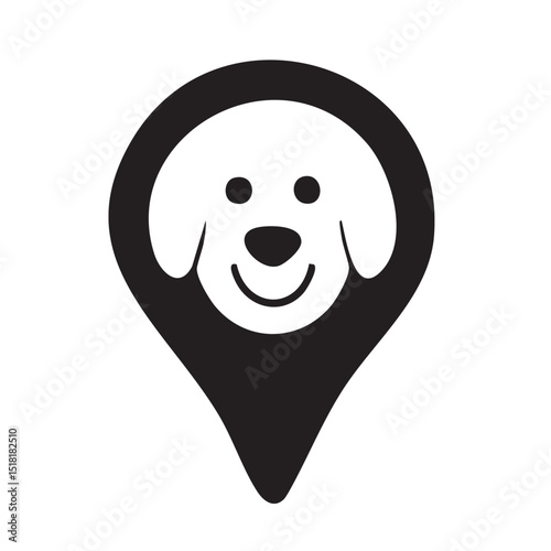 Cute dog pin icon for pet location tracking apps