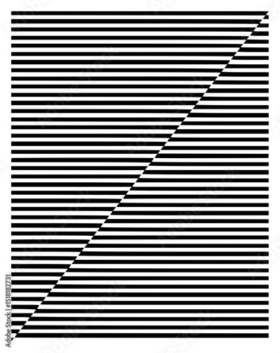 Minimilist black and white horizontal lines with a diagonal dividing line creating two distinct areas in the image vector
