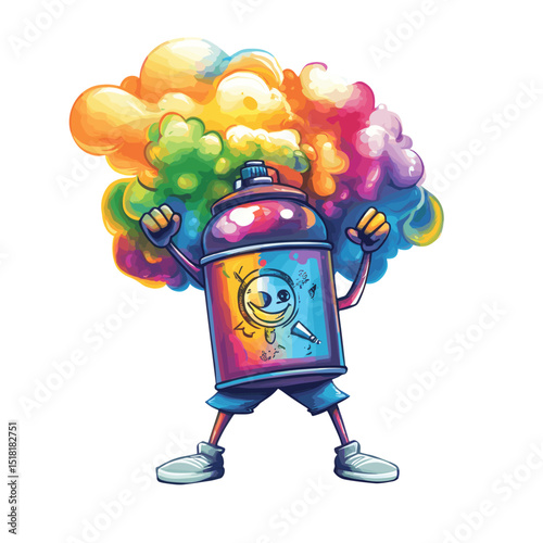 Magical spray paint can art character colorful vector