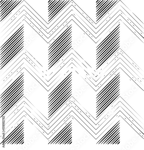 Minimilist abstract zigzag pattern featuring alternating solid and dashed lines on a white background design art vector