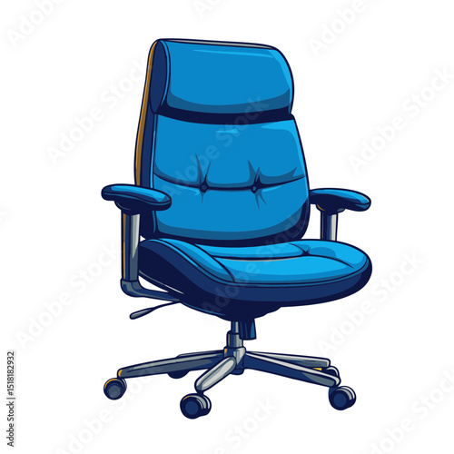 Simple flat cartoon icon of an office chair designed for modern workspaces, showcasing comfort and style in a clean aesthetic