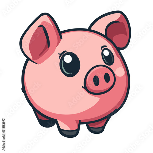 Cute cartoon piggy bank icon design suitable for finance and savings themed projects and educational materials