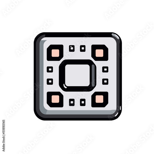 Simple flat cartoon icon of a QR code designed in a 2D style featuring clean lines and an isolated appearance for versatile use