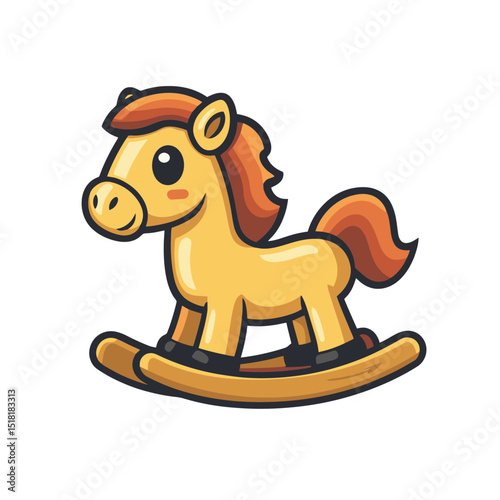 Rocking horse icon featuring a cheerful design with bright colors and a playful expression suitable for children's themes