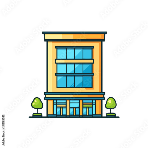 Shopping mall icon featuring a modern design with multiple windows and clear entry points suitable for various shopping activities