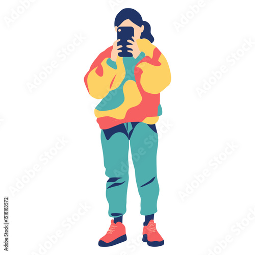 Gen z selfie illustration colorful person vector