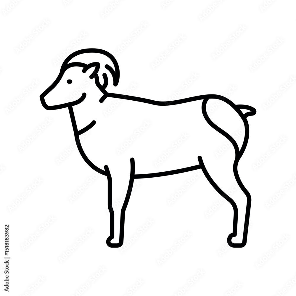 Fototapeta premium bighorn sheep black line icon for digital and print projects. North american animals.