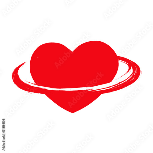 Heart saturn icon illustration symbol red vector