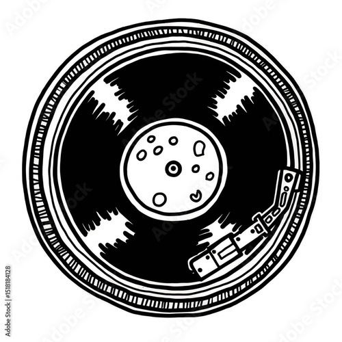 Vinyl illustration white turntable vector