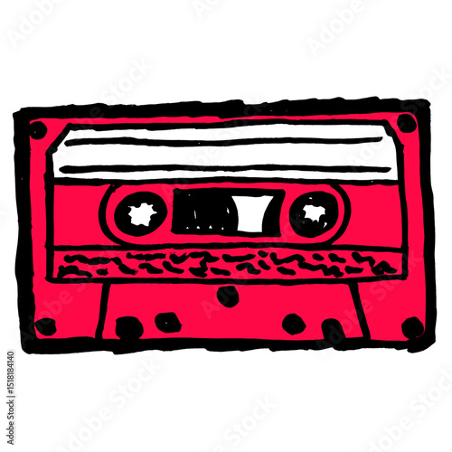 Red music tape illustration cassette nostalgic vector